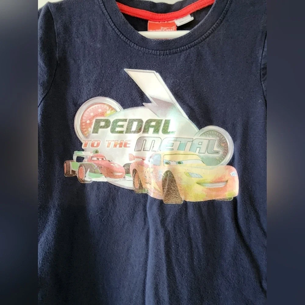 Disney Pixar Cars Lightning McQueen Pedal To The Metal Navy Blue T-Shirt 2-4T‎